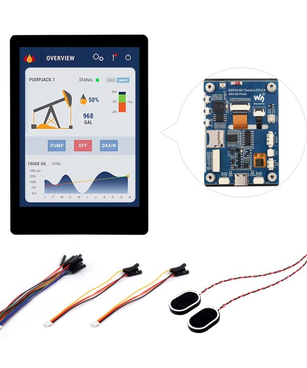 Waveshare ESP32-S3 2.8inch cảm ứng điện dung hiển thị phát triển development board, 240 × 320, IPS, 5-điểm cảm ứng, 32-bit LX7 Dual-core